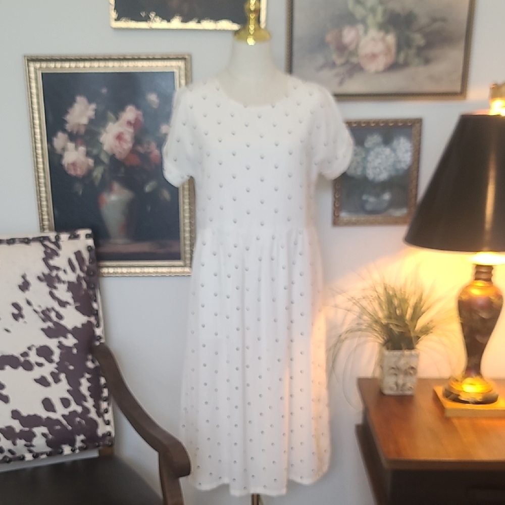 Roolee White Polka Dot Midi Dress